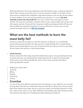 What is the best exercise for burning belly fat?