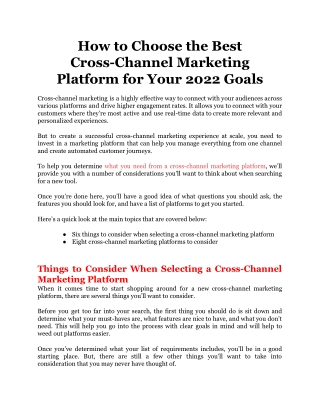 How to Choose the Best Cross-Channel Marketing Platform for Your 2022 Goals