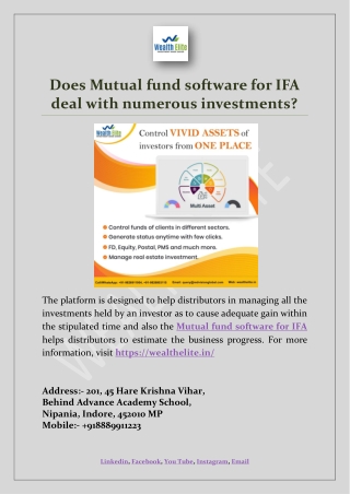 Does Mutual fund software for IFA deal with numerous investments