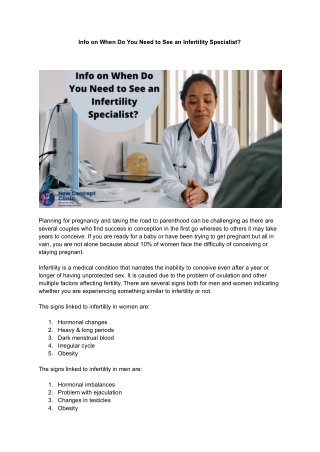 Info on When Do You Need to See a Fertility Specialist