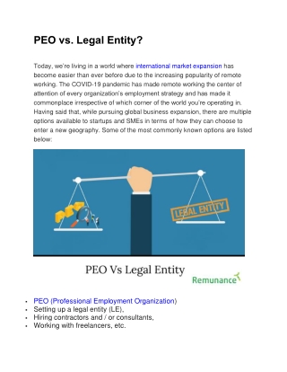 PEO vs Legal entity