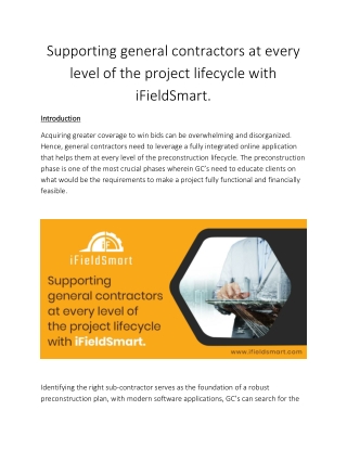 Supporting general contractors at every level of the project lifecycle with iFieldSmart