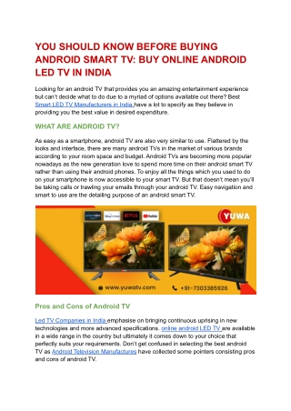 THINGS YOU SHOULD KNOW BEFORE BUYING ANDROID SMART TV_ BUY ONLINE ANDROID LED TV IN INDIA