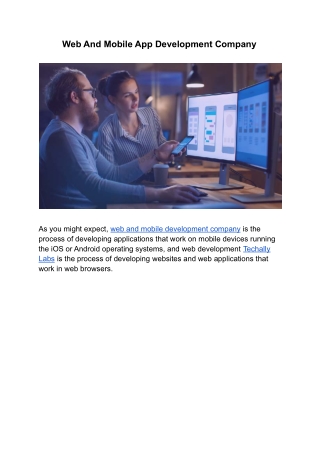 Web And Mobile App Development Company