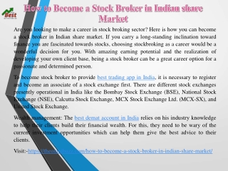 How to Become a Stock Broker in Indian share Market