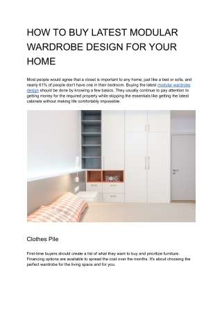 HOW TO BUY LATEST MODULAR WARDROBE DESIGN FOR YOUR HOME