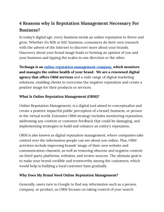Why Is Reputation Management Necessary For Business_Techsaga-Corporation