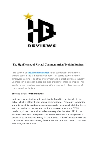 The Significance of Virtual Communication Tools in Business