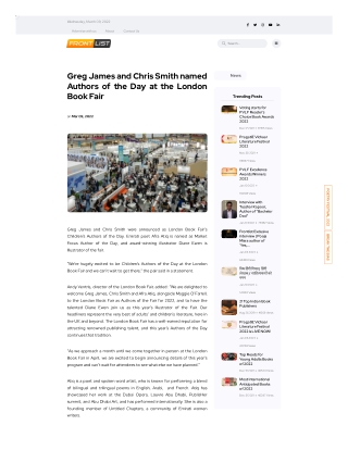 Greg James and Chris Smith named Authors of the Day at the London Book Fair