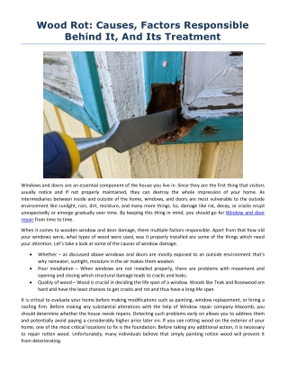 Wood Rot Causes, Factors Responsible Behind It, And Its Treatment