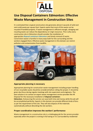 Use Disposal Containers Edmonton: Effective Waste Management In Construction Sit