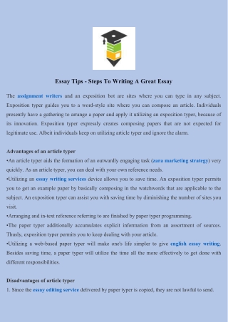 Essay Tips - Steps To Writing A Great Essay
