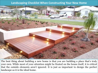 Landscaping Checklist When Constructing Your New Home