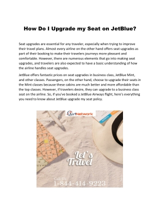 JetBlue Seat Selection Fee 1-844-414-9223 For Assignments