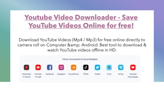 Youtube Video Downloader - Save YouTube Videos Online for free!