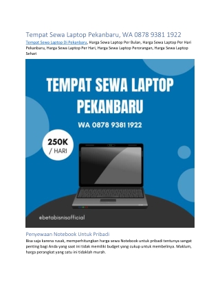 Tempat Sewa Laptop Pekanbaru, WA 0878 9381 1922