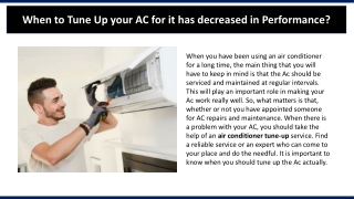 When to Tune-Up your AC for it has decreased in Performance?