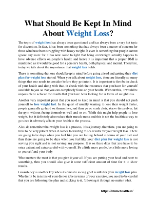What Should Be Kept In Mind About Weight Loss
