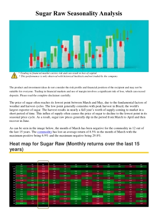 Sugar Raw Seasonality Analysis - Century Financial