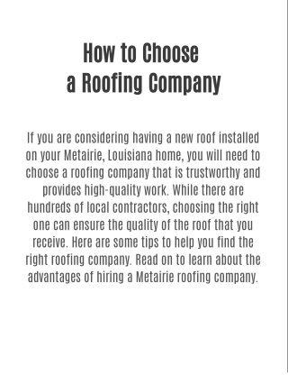 How to Choose a Roofing Company