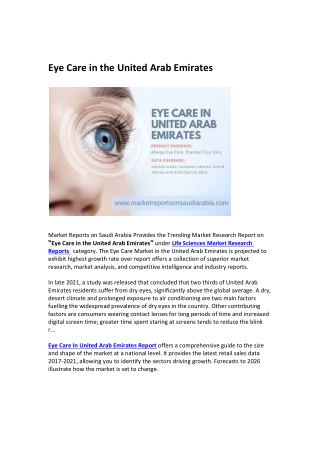 Eye Care in the United Arab Emirates