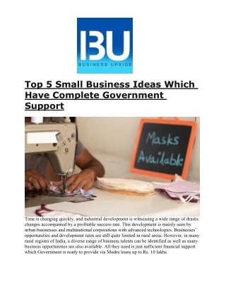 Top 5 Small Business Ideas Which Have Complete Government Support