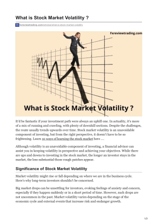 What is Stock Market Volatility ?