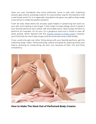 What Are Perfumed Body Creams For?