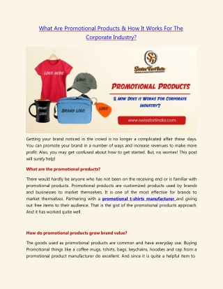 How Promotional Products Works For Corporate Industry