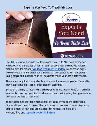 Experts You Need To Treat Hair Loss