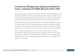 Commercial Refrigeration Equipment Market to reach a valuation of US$66.88 bn by