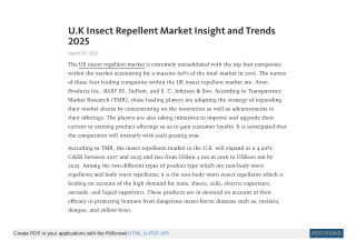 U.K. Insect Repellent Market Size, Share, Growth, Forecast 2025
