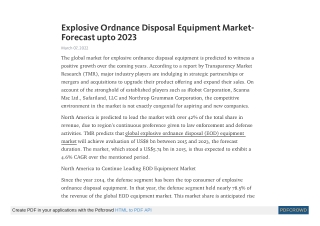Explosive Ordnance Disposal Equipment Market- Forecast upto 2023