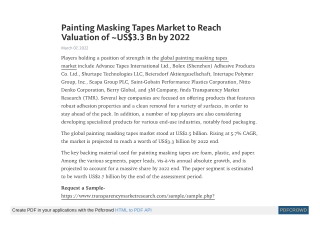 Painting Masking Tapes Market to Reach Valuation of ~US$3.3 Bn by 2022