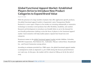 Functional Apparel Market to touch US$244.61 bn by the end of 2025