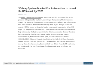 3D Map System Market For Automotive to pass 4 Bn US$ mark by 2025
