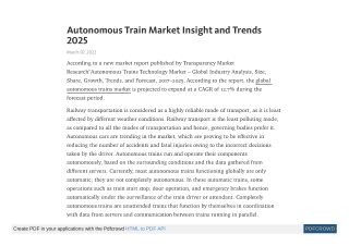 Autonomous Trains Technology Market Analysis Report, 2025