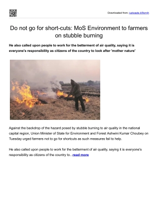 Do not go for short-cuts- MoS Environment to farmers on stubble burning