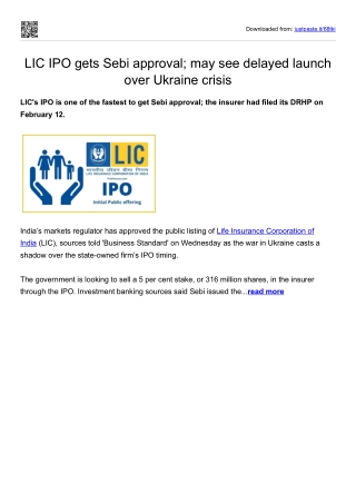 LIC IPO gets Sebi approval; may see delayed launch over Ukraine crisis