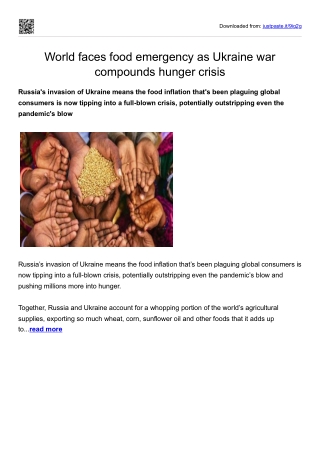 World faces food emergency as Ukraine war compounds hunger crisis