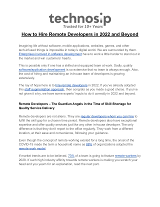 How to Hire Remote Developers in 2022 and Beyond