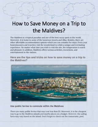 How to Save Money on a Trip to the Maldives