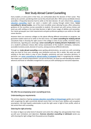 Best Study Abroad Career Counselling