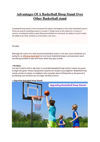 Advantages Of A Basketball Hoop Stand Over Other Basketball stand