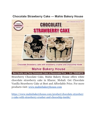 Chocolate Strawberry Cake — Mahie Bakery House