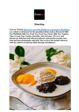 5% off – Share tea Menu Hawthorn Takeaway,VIC