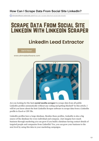 How Can I Scrape Data From Social Site LinkedIn