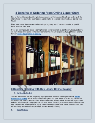 3 Benefits of Ordering From Online Liquor Store