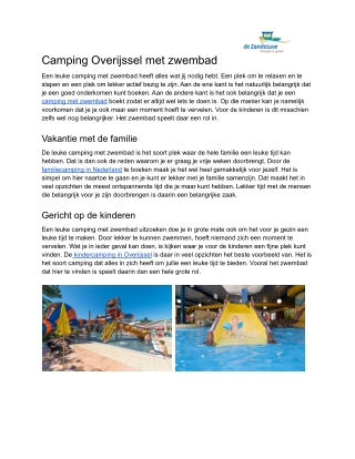Camping Overijssel met zwembad