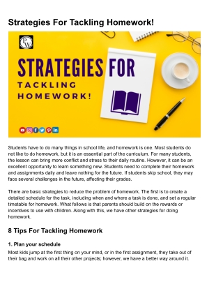 Strategies for Tackling Homework